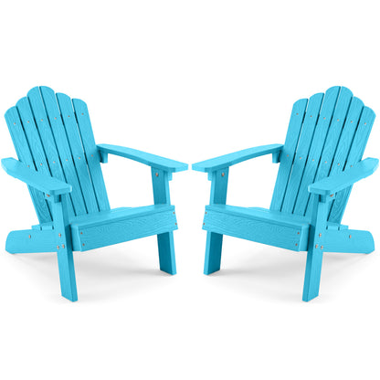 Set of 2 Kids Adirondack Chairs All-weather Outdoor Chairs for Children with Tilted High Backrest