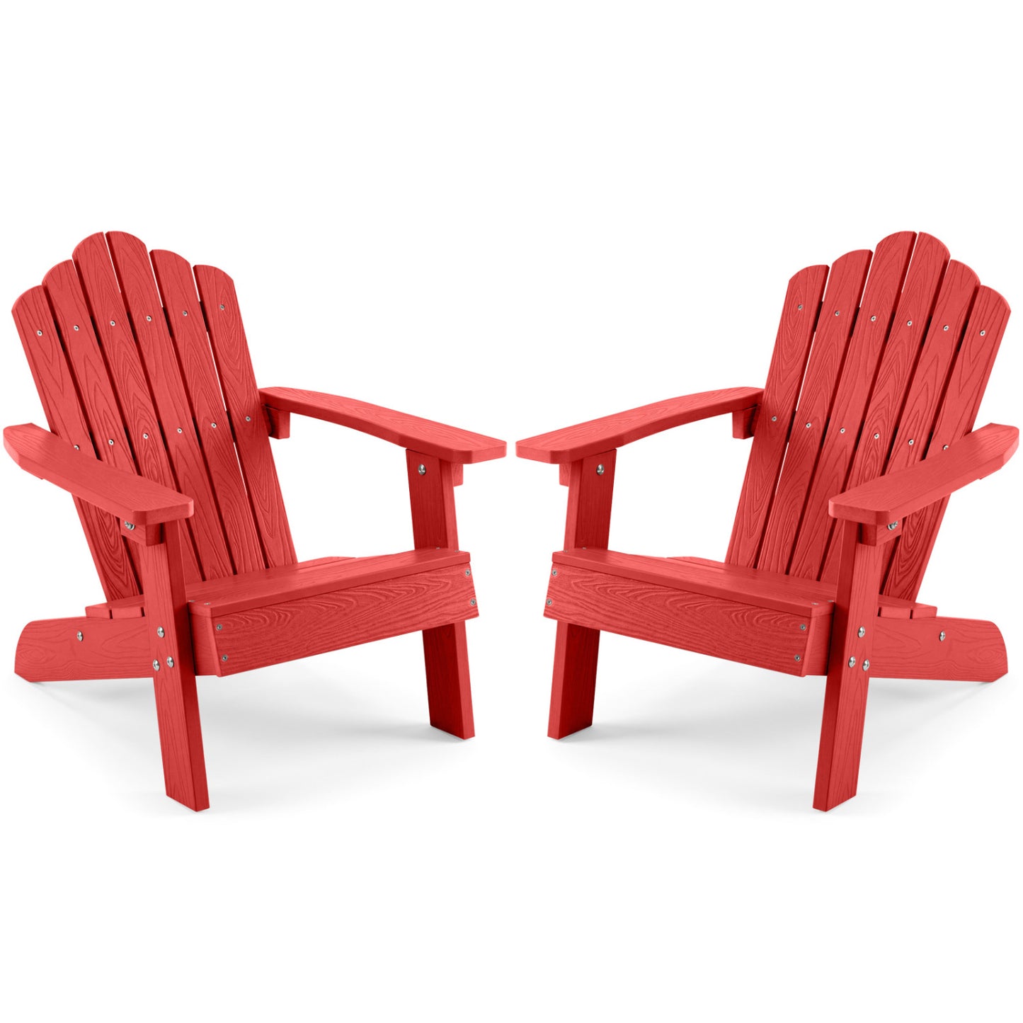 Set of 2 Kids Adirondack Chairs All-weather Outdoor Chairs for Children with Tilted High Backrest
