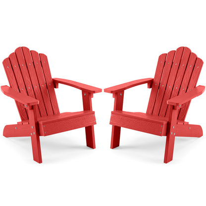 Set of 2 Kids Adirondack Chairs All-weather Outdoor Chairs for Children with Tilted High Backrest