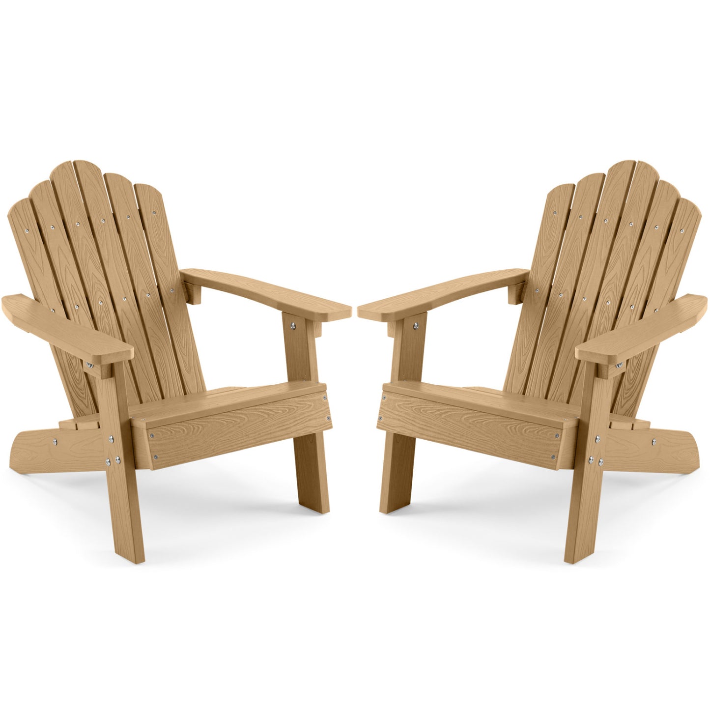 Set of 2 Kids Adirondack Chairs All-weather Outdoor Chairs for Children with Tilted High Backrest