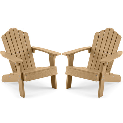 Set of 2 Kids Adirondack Chairs All-weather Outdoor Chairs for Children with Tilted High Backrest