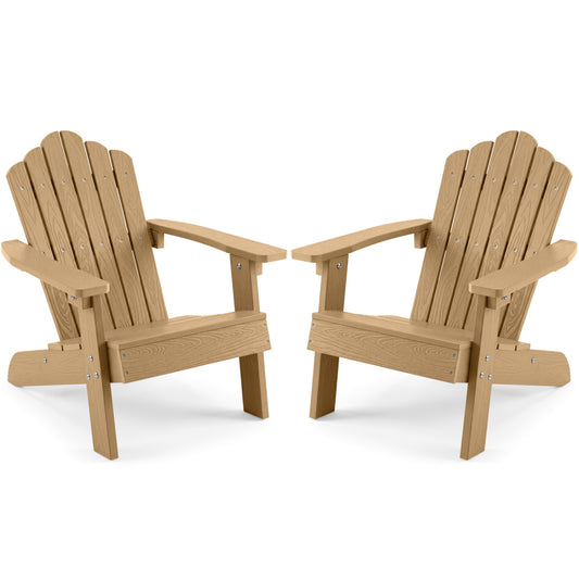 Set of 2 Kids Adirondack Chairs All-weather Outdoor Chairs for Children with Tilted High Backrest