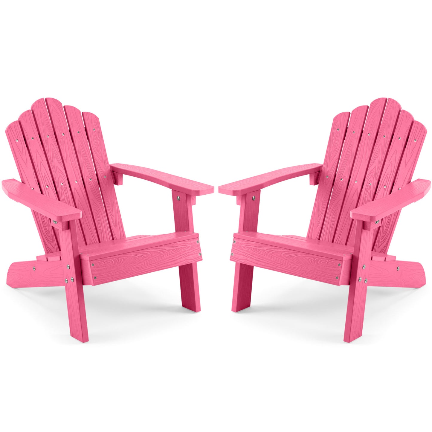 Set of 2 Kids Adirondack Chairs All-weather Outdoor Chairs for Children with Tilted High Backrest