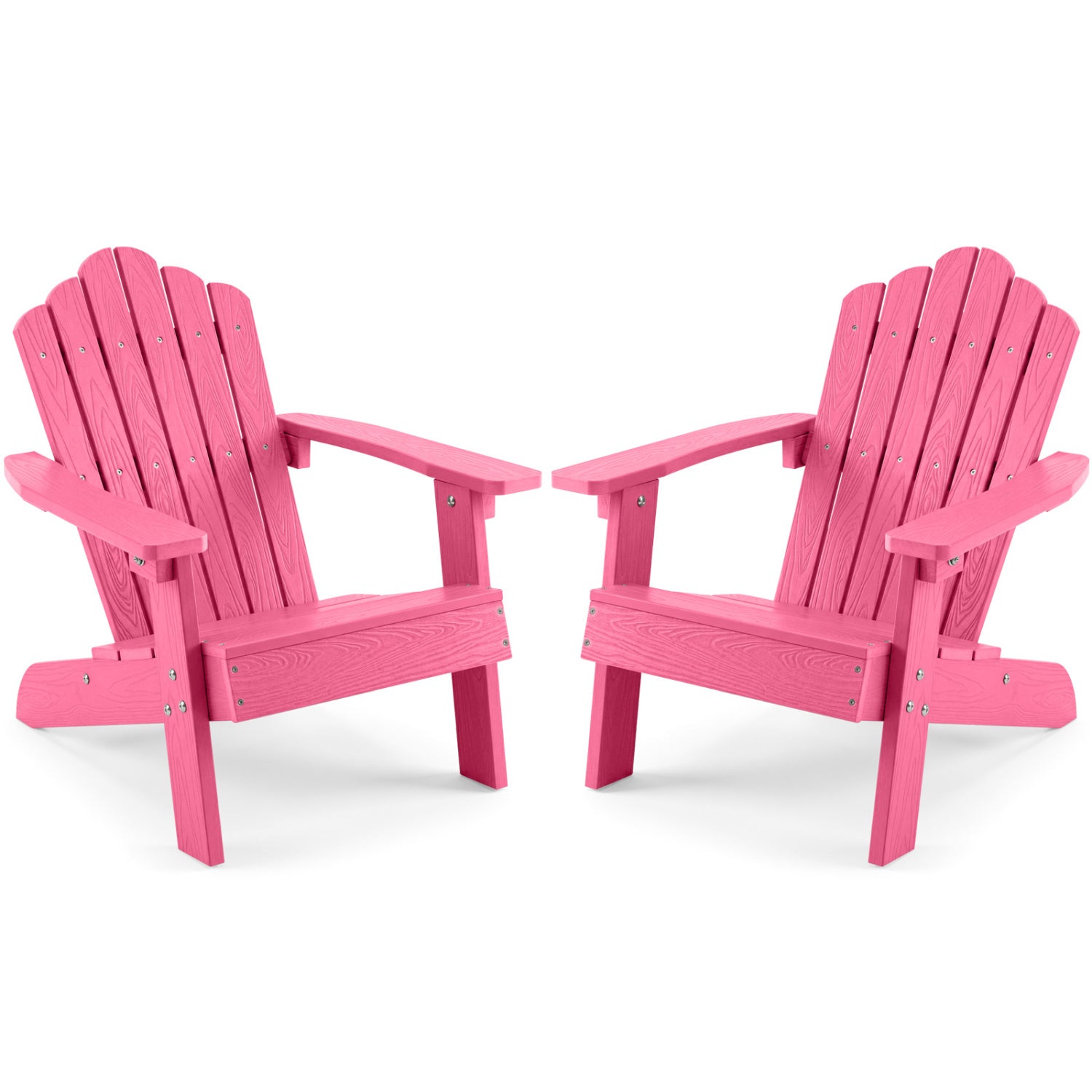Set of 2 Kids Adirondack Chairs All-weather Outdoor Chairs for Children with Tilted High Backrest