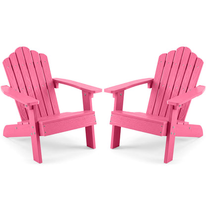 Set of 2 Kids Adirondack Chairs All-weather Outdoor Chairs for Children with Tilted High Backrest