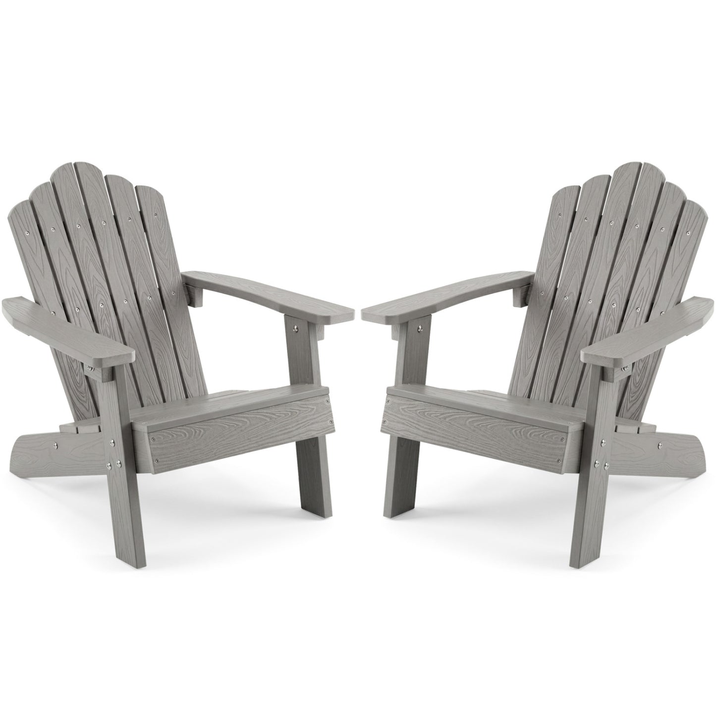 Set of 2 Kids Adirondack Chairs All-weather Outdoor Chairs for Children with Tilted High Backrest