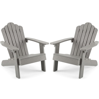 Set of 2 Kids Adirondack Chairs All-weather Outdoor Chairs for Children with Tilted High Backrest