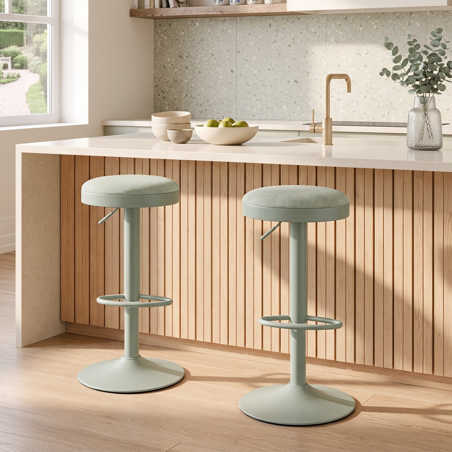Adjustable Bar Stools Set of 2 with Padded Seat