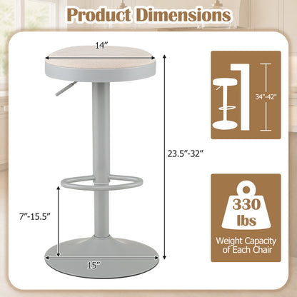 Adjustable Bar Stools Set of 2 with Padded Seat