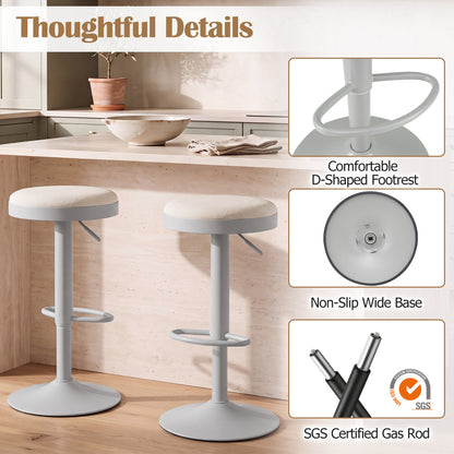 Adjustable Bar Stools Set of 2 with Padded Seat