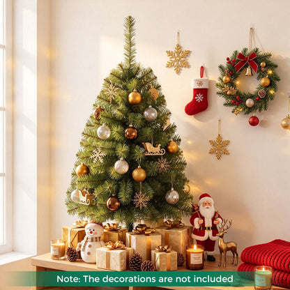 Set of 2 Mini Tabletop Christmas Tree with 113 Green PVC Branch Tips-3 FT