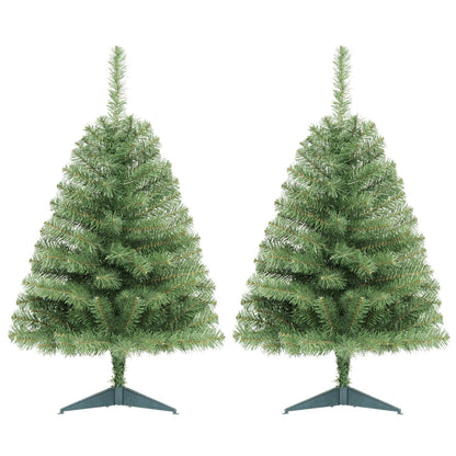 Set of 2 Mini Tabletop Christmas Tree with 113 Green PVC Branch Tips-3 FT