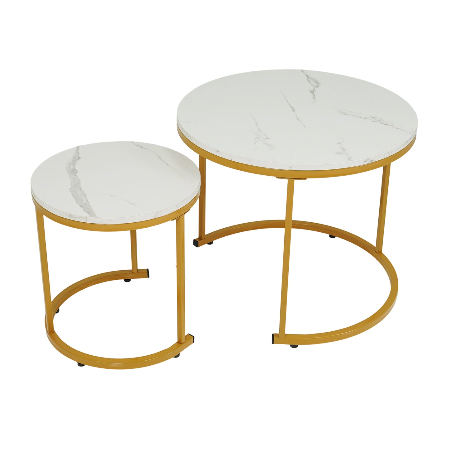 Set of 2 Modern Round Stacking Nesting Coffee Tables-Golden