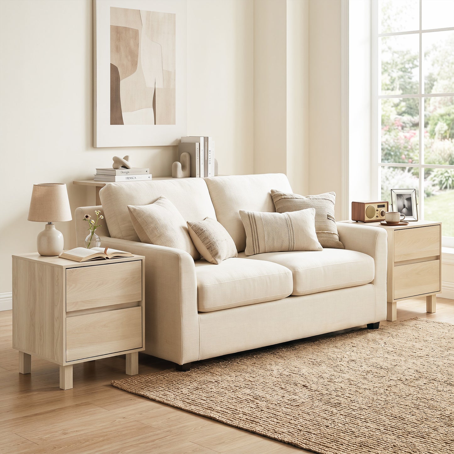 Wooden End Tables Set of 2 with Storage Drawers