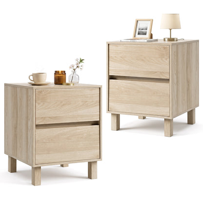 Wooden End Tables Set of 2 with Storage Drawers