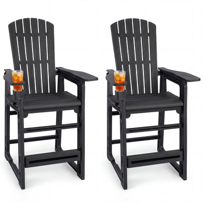 Outdoor Bar Stool Set of 2 with Backrest and Armrests 29"