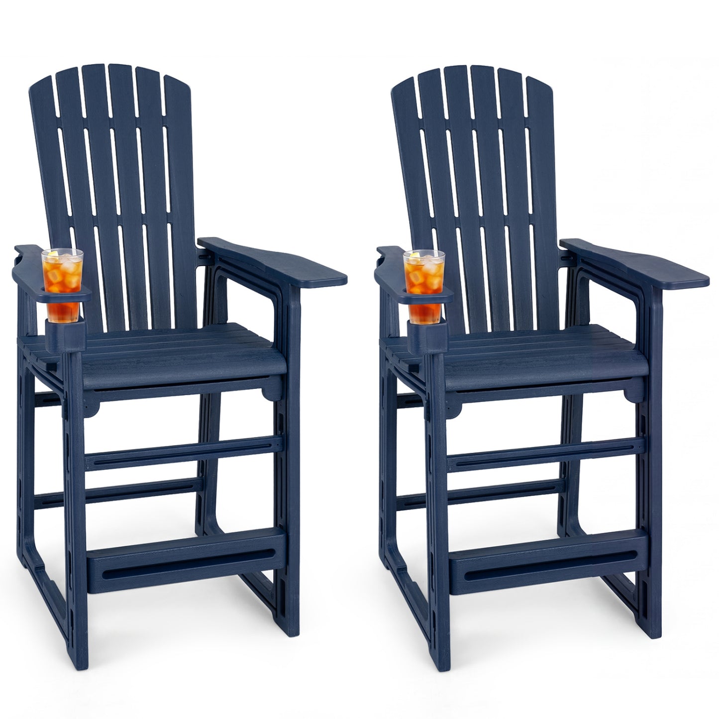 Outdoor Bar Stool Set of 2 with Backrest and Armrests 29"