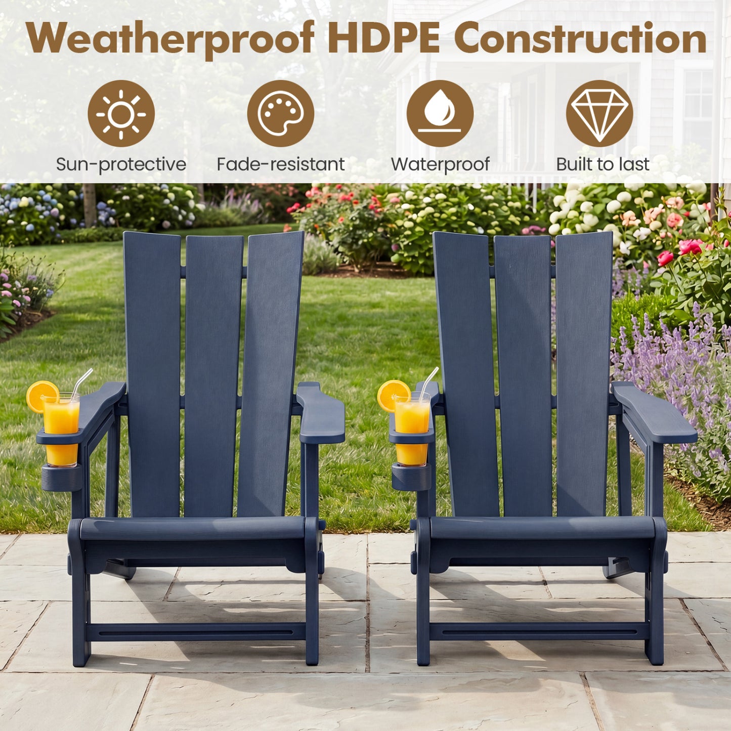 Adirondack Chairs Set of 2 with Cup Holders
