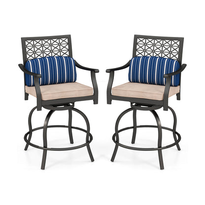 Set of 2 Outdoor Bar Height Chair with Soft Cushions
