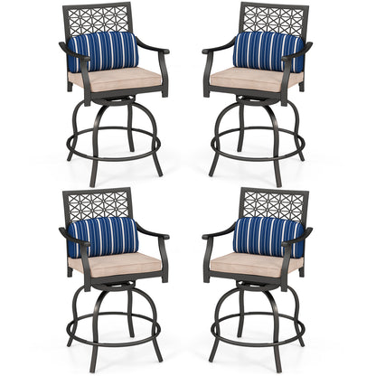Set of 2 Outdoor Bar Height Chair with Soft Cushions