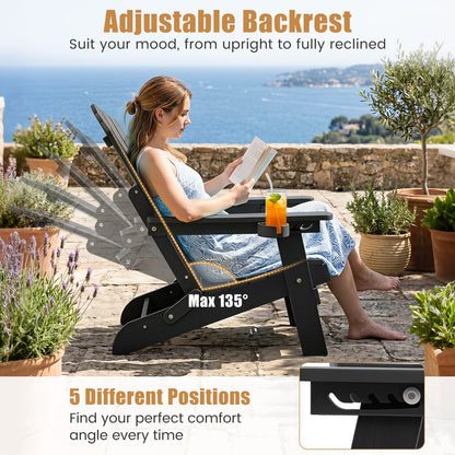 Folding Adirondack Chairs Set of 2 with Adjustable Backrest