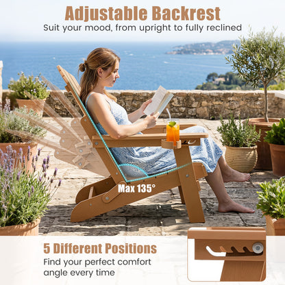Folding Adirondack Chairs Set of 2 with Adjustable Backrest