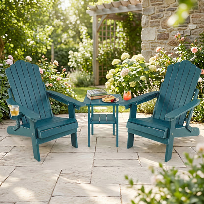 Folding Adirondack Chairs Set of 2 with Adjustable Backrest