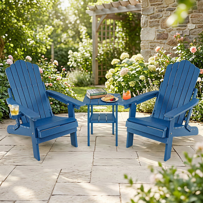 Folding Adirondack Chairs Set of 2 with Adjustable Backrest