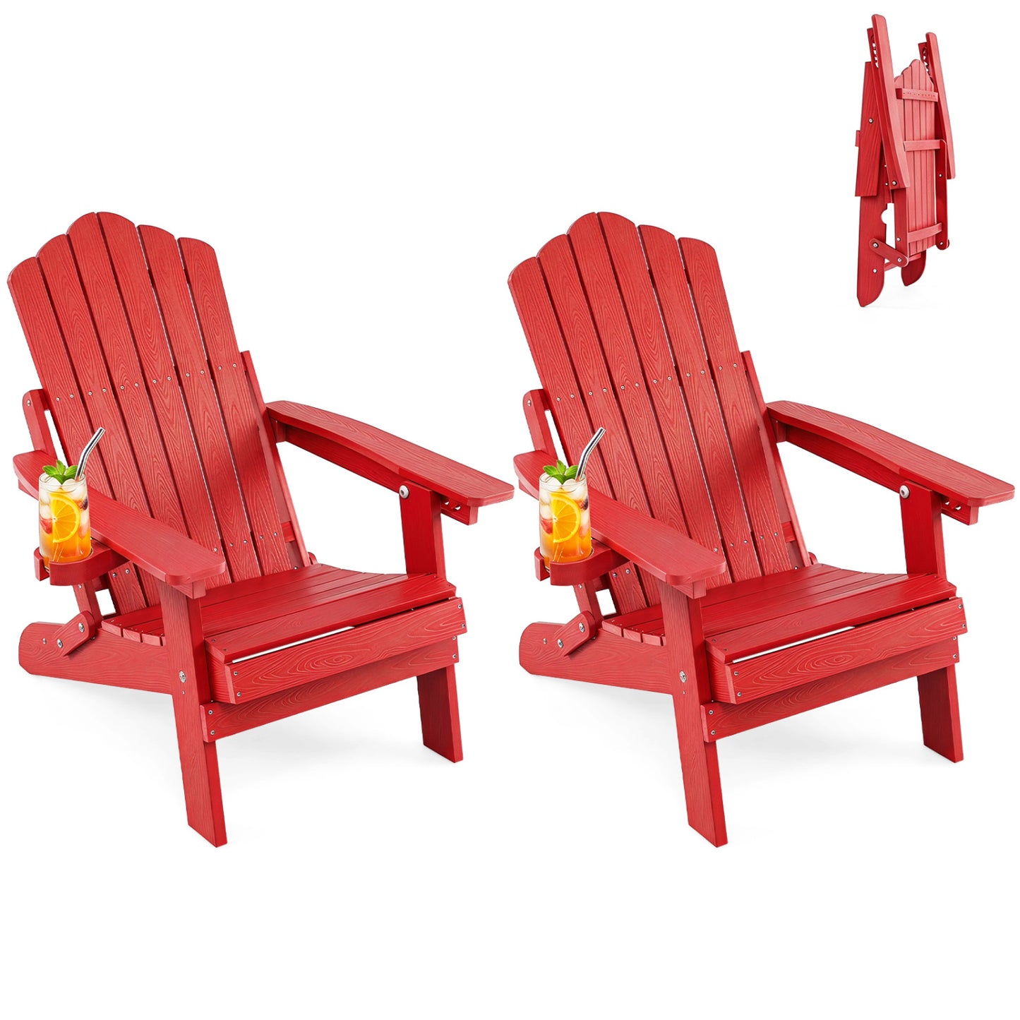 Folding Adirondack Chairs Set of 2 with Adjustable Backrest