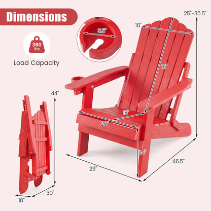 Folding Adirondack Chairs Set of 2 with Adjustable Backrest