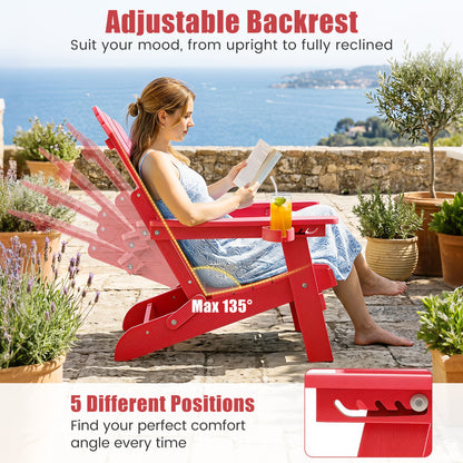 Folding Adirondack Chairs Set of 2 with Adjustable Backrest