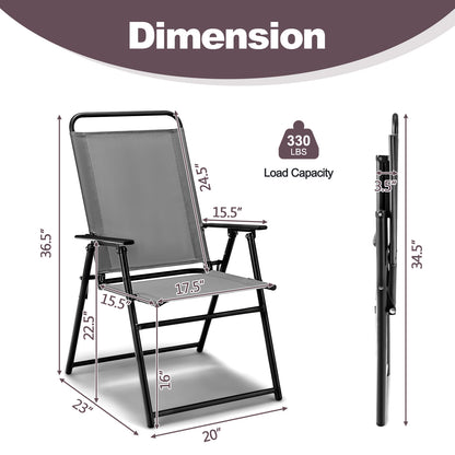 Outdoor Folding Sling Chairs with Armrest and Backrest