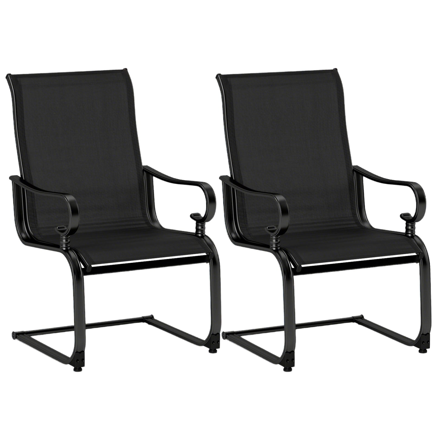Set of 2 Patio Chairs with Quick-drying and Breathable Fabric for Backyard-Brown - Black