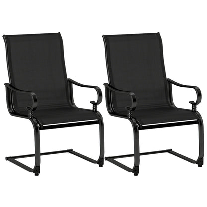 Set of 2 Patio Chairs with Quick-drying and Breathable Fabric for Backyard-Brown - Black