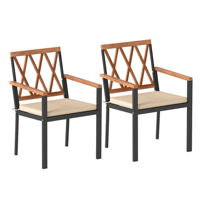 Set of 2 Patio Dining Chairs with Removable Padded Cushions-17 Inches - 18 Inches