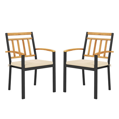 Set of 2 Patio Dining Chairs with Removable Padded Cushions