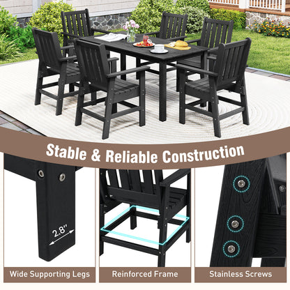 Set of 2 Patio Dining Chairs with Wide Armrests-Black