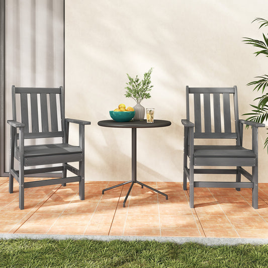 Set of 2 Patio Dining Chairs with Wide Armrests-Gray