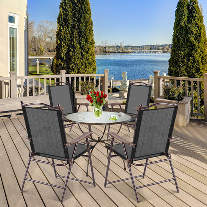 Set of 2 Patio Folding Sling Back Camping Deck Chairs