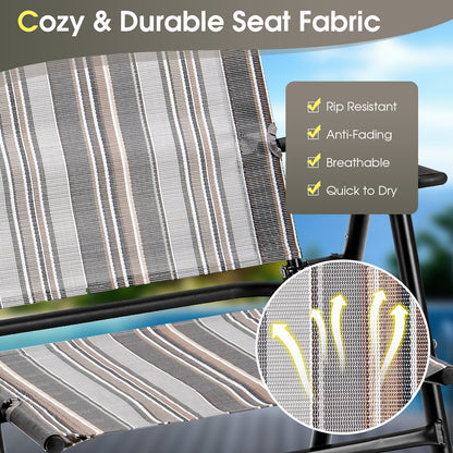 Set of 2 Patio Folding Sling Chairs Space-saving Dining Chair-Gray