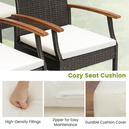 Patio Wicker Chair Set of 2 with Soft Zippered Cushion
