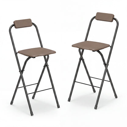 Portable Bar Height Stools Set of 2 with Footrest - Folding