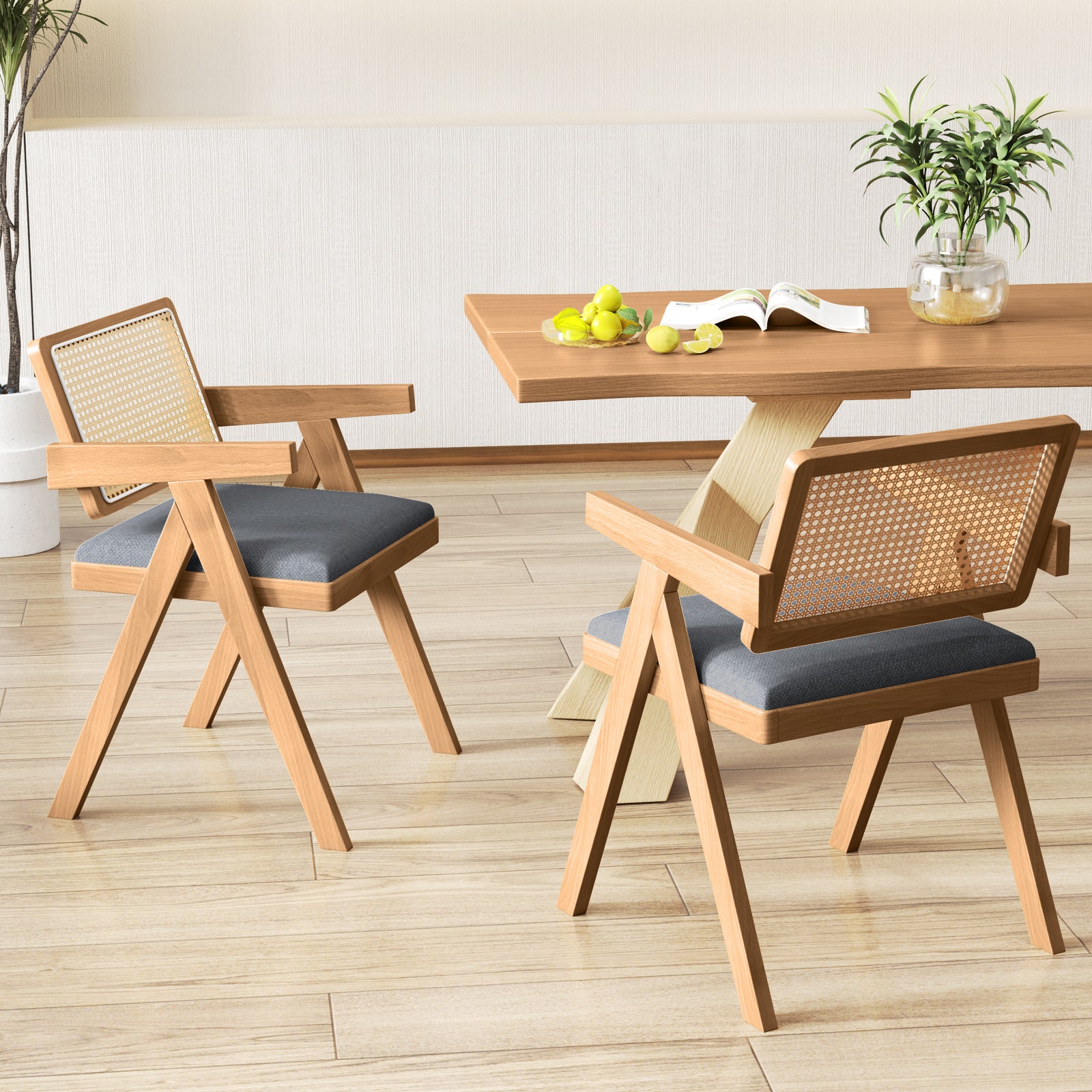 Swivel Windsor Dining Chairs Set of 2 with Solid Rubber Wood Frame