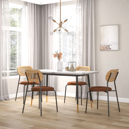 Set of 2 Rattan Dining Chair with Metal Legs-Coffee