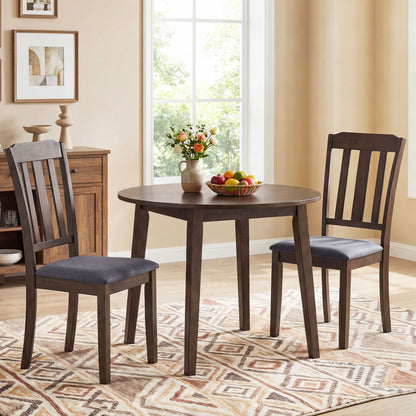 Set of 2 Rubber Wood Dining Room Chairs with Comfortable Backrest