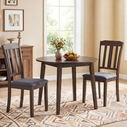 Set of 2 Rubber Wood Dining Room Chairs with Comfortable Backrest