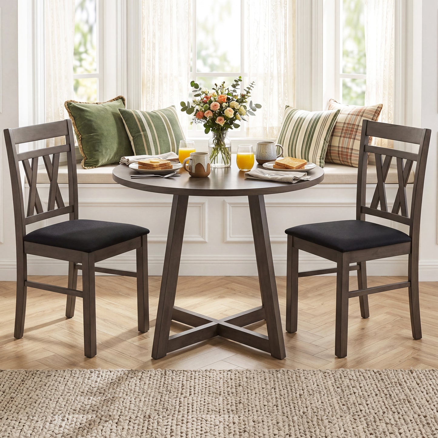 Upholstered Dining Chairs Set of 2 - Linen Style Gray