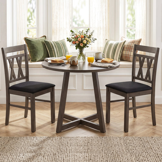 Upholstered Dining Chairs Set of 2 - Linen Style Gray