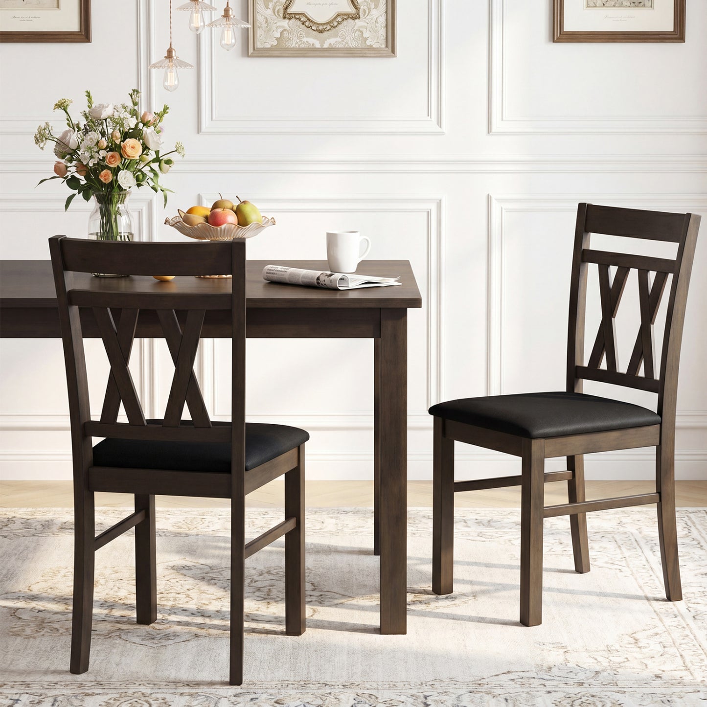 Upholstered Dining Chairs Set of 2 - Linen Style Gray