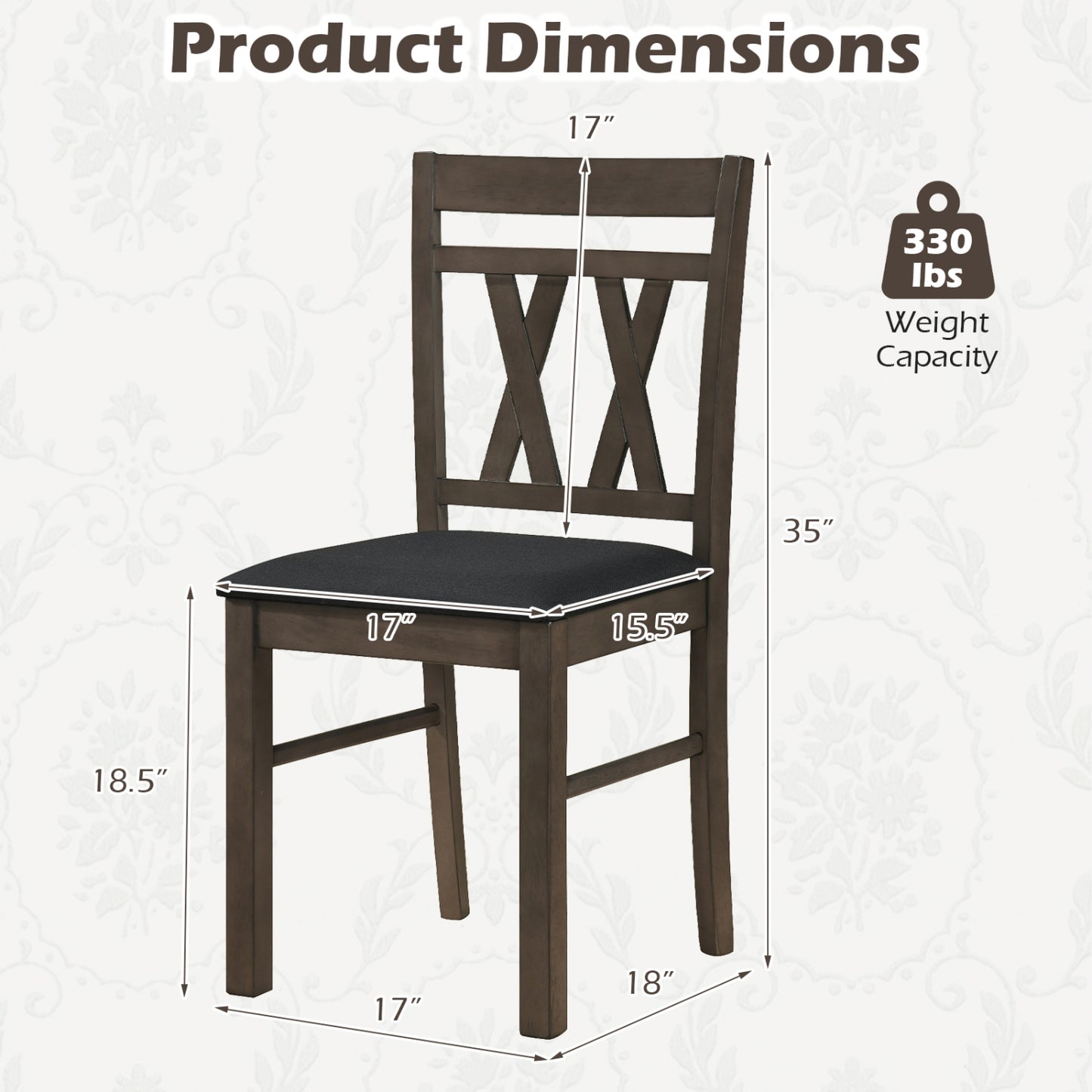 Upholstered Dining Chairs Set of 2 - Linen Style Gray